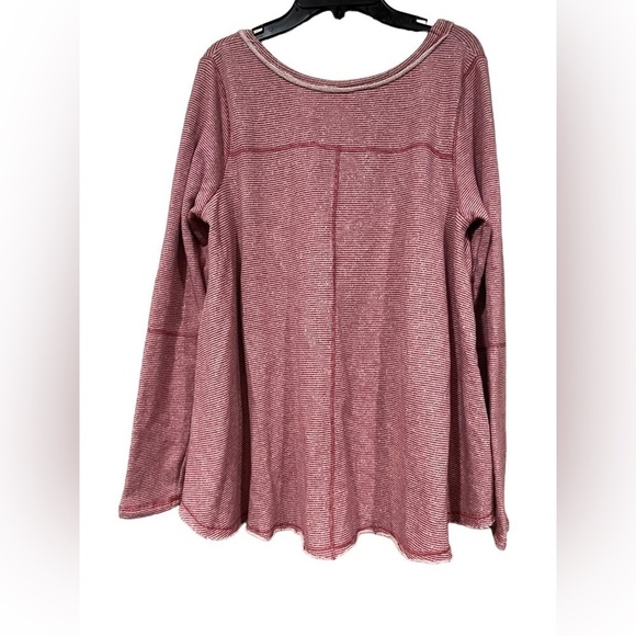 Free People Lacey Love Nautical Stripe Terry Top Size Small Red and White Long - Picture 5 of 8